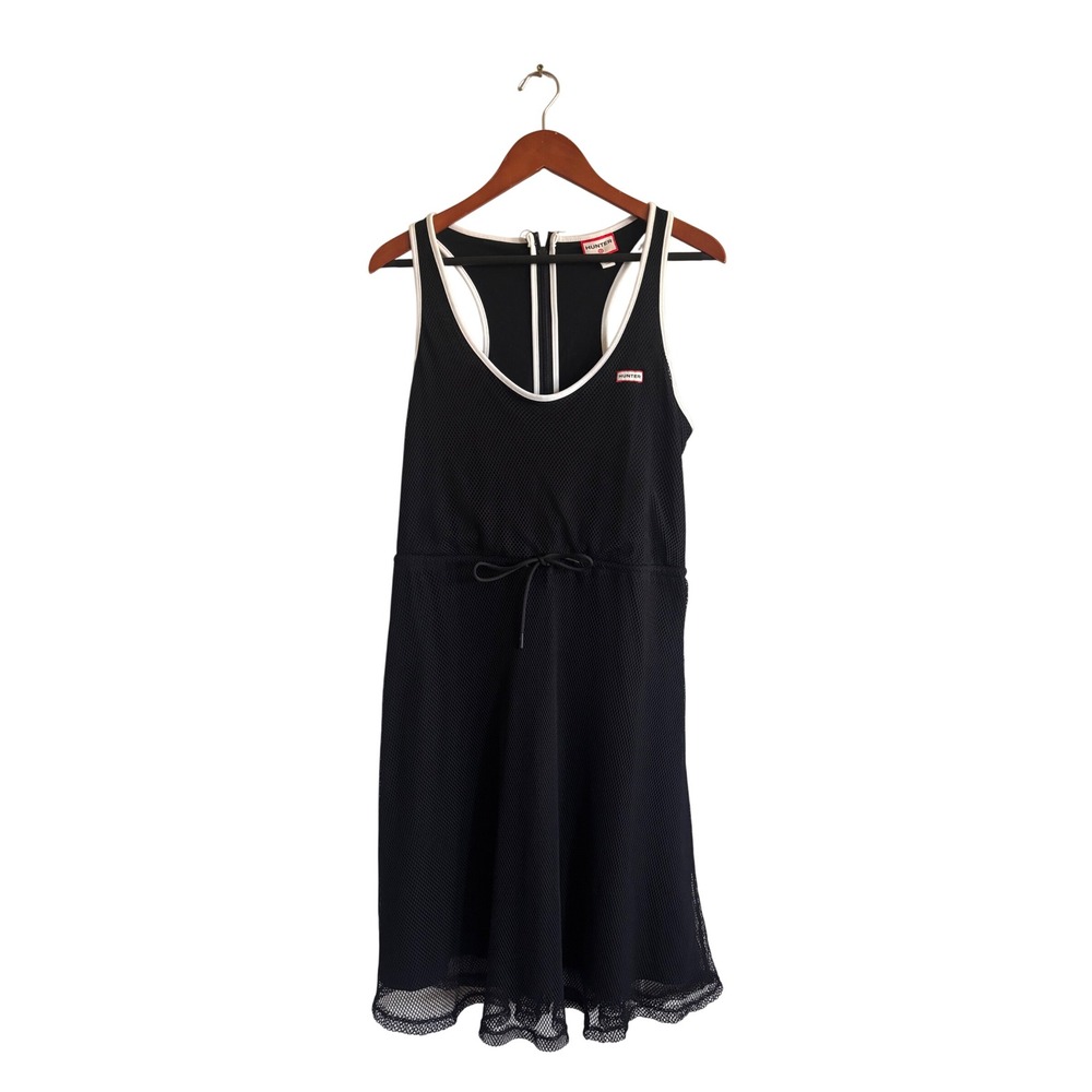 Hunter for Target Womens Black Mesh Racerback Mini Dress Small Sporty Zip Back
